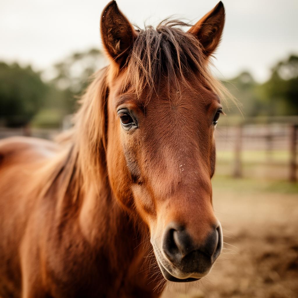 A rescued horse at Solareinas Ranch
